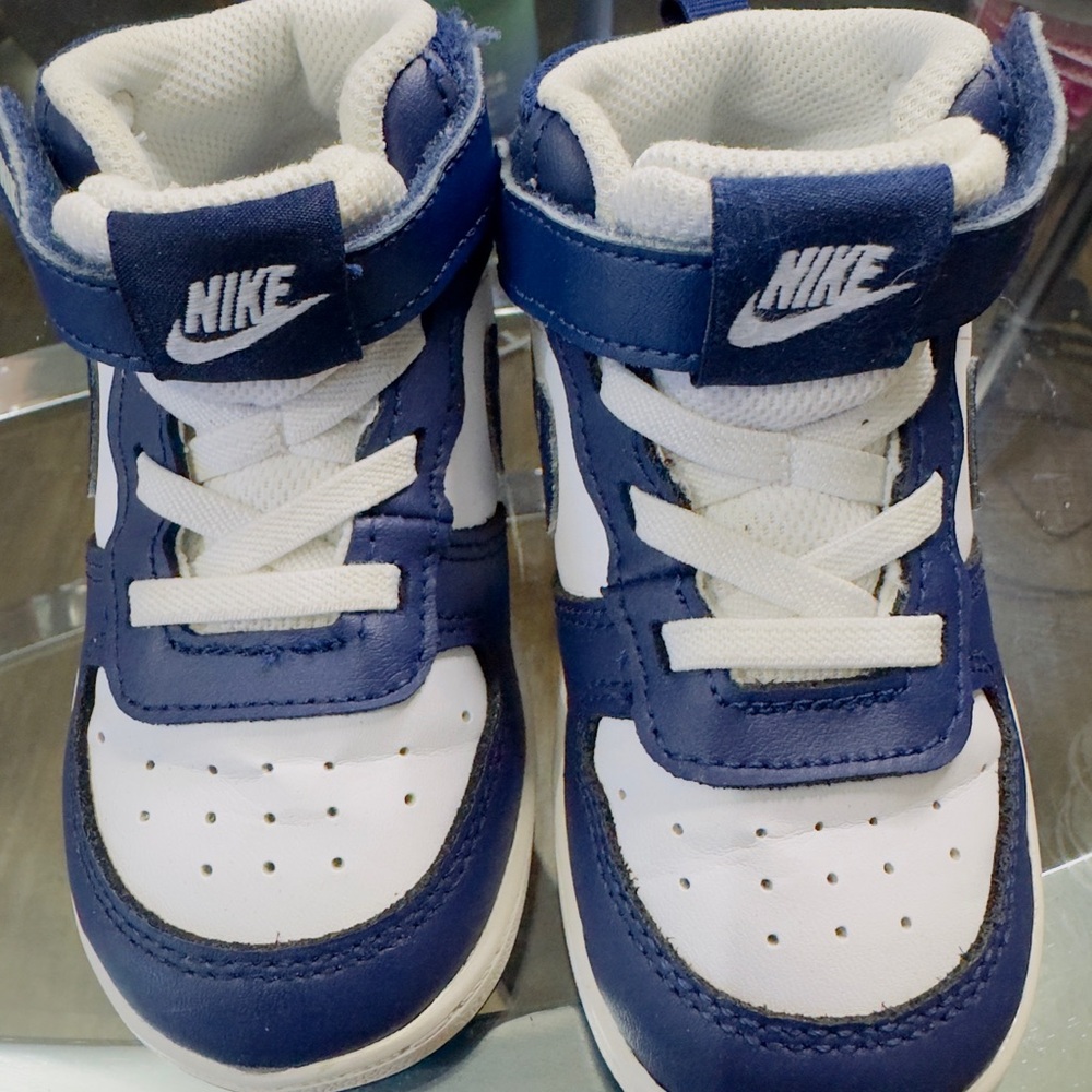 Nike Kids Navy and White High-Top Sneakers